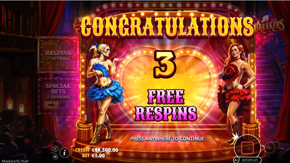 Tampilan visual slot Heartbreakers dengan tema kabaret Western